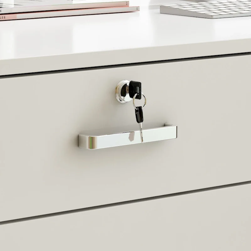 55.1W LShape Wood Reception Desk Computer Desk Keyboard Tray