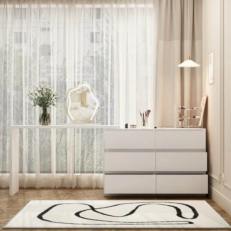 Makeup Desk Rotating Dresser and Desk 6 Drawer Dresser Vanity Makeup