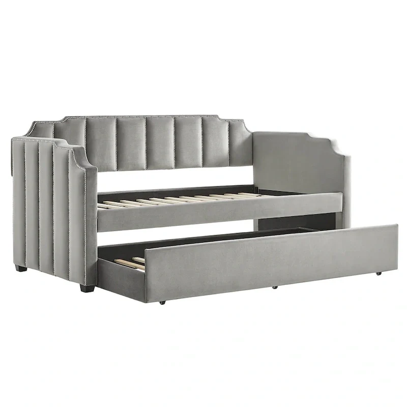 Chareau Glam Grey Velvet Daybed by iNSPIRE Q Modern