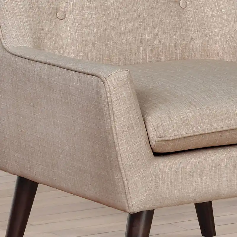 Valla Modern Wood Button Tufted Flared Arms Accent Chair by Carson Carrington
