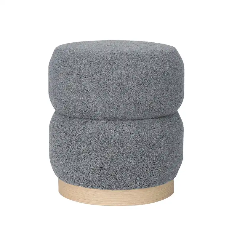 Adeco Teddy Round Upholstered Ottoman Stool