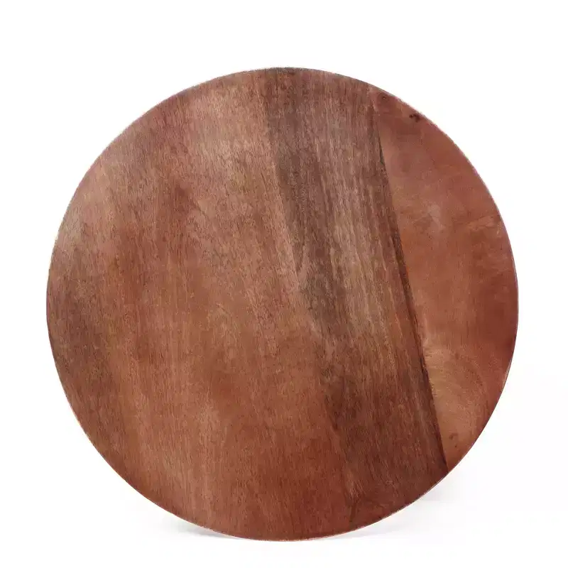 3-Legged Mango Wood Round End Table, Walnut