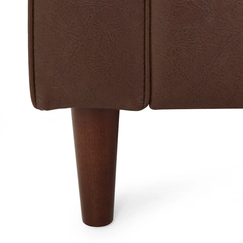 Modern 82.25 Faux Leather 3-Seater Sofa with Wood Legs