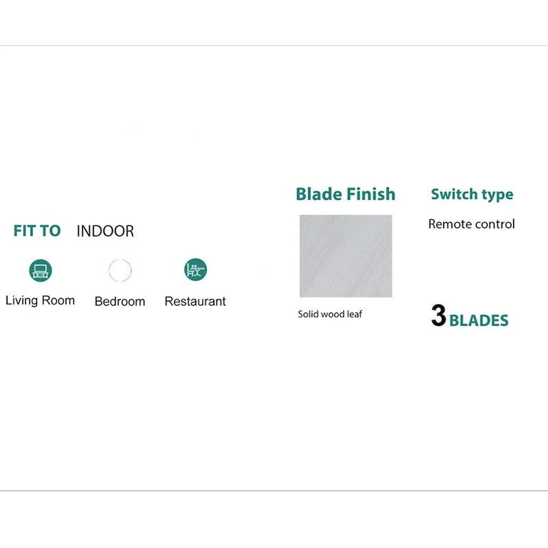 Solid Wood Fan Blade Ceiling Fan With Light