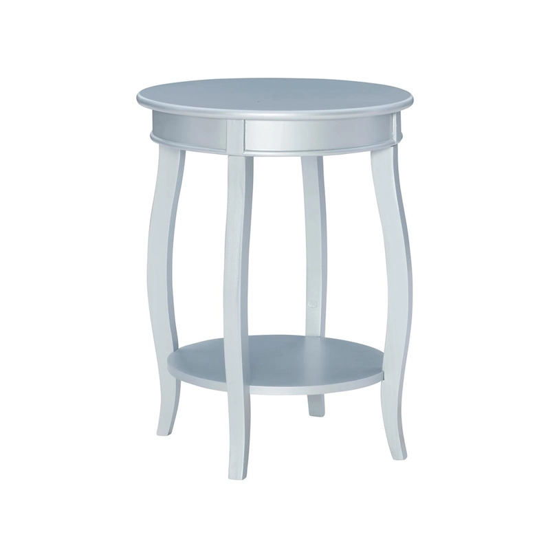 Penelope White Round Table with Shelf
