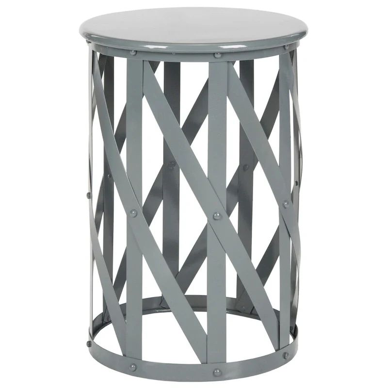 SAFAVIEH Soultana Grey Lattice Iron Stool - 14 x 14 x 20.7 - 14Wx14Dx20H