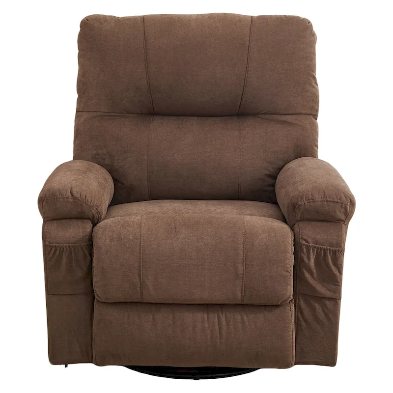 360 Linen Swivel Rocker Recliner with Side Pockets