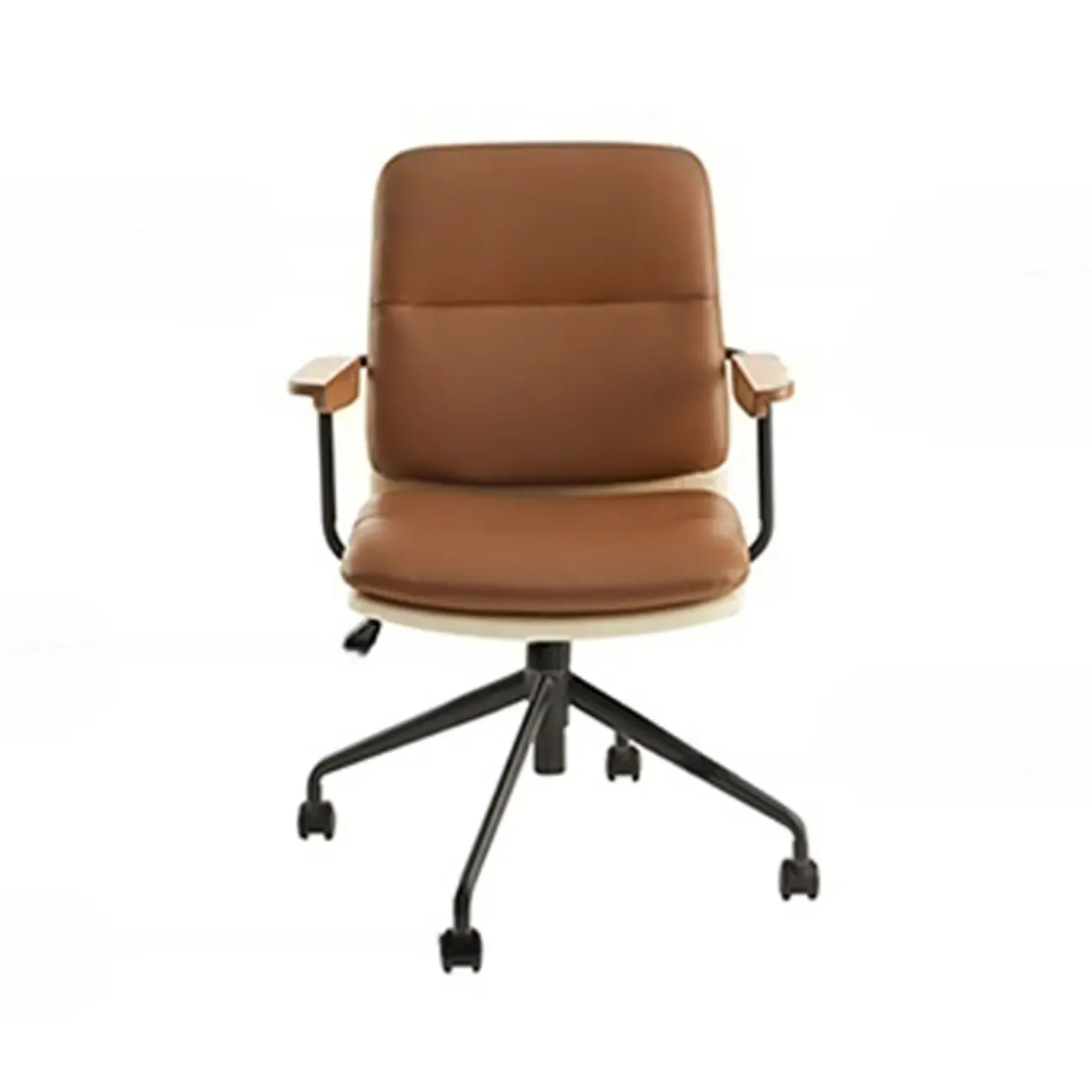 Modern Brown Upholstered Adjustable Swivel Office Chair