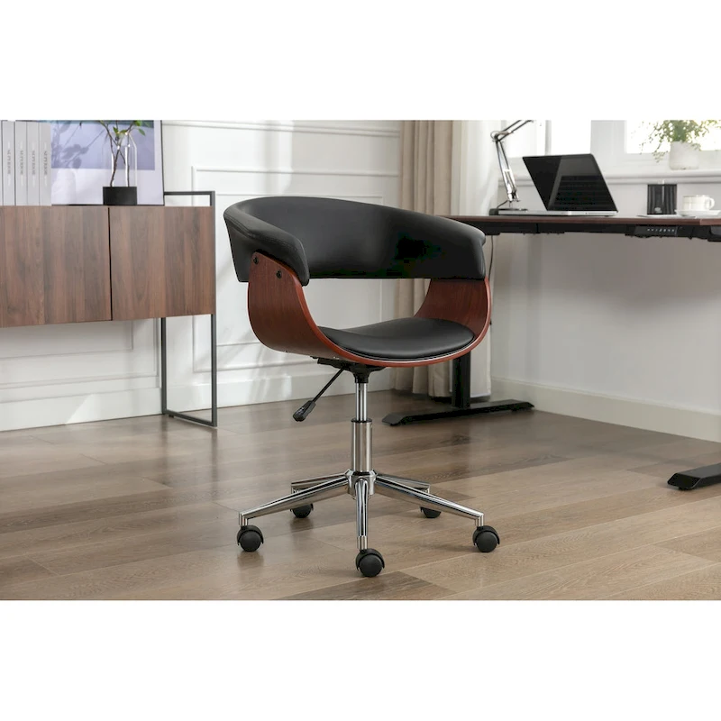 Carson Carrington Sauoarkrokur Faux Leather Office Chair with Chrome Base