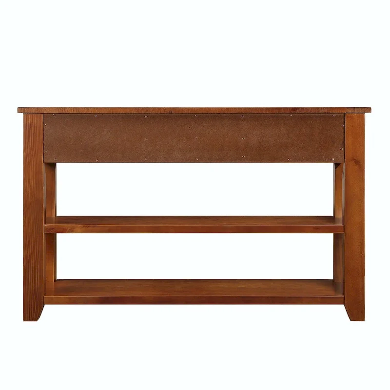 48 Solid Pine Wood Top Console Table with Drawers and Shelve