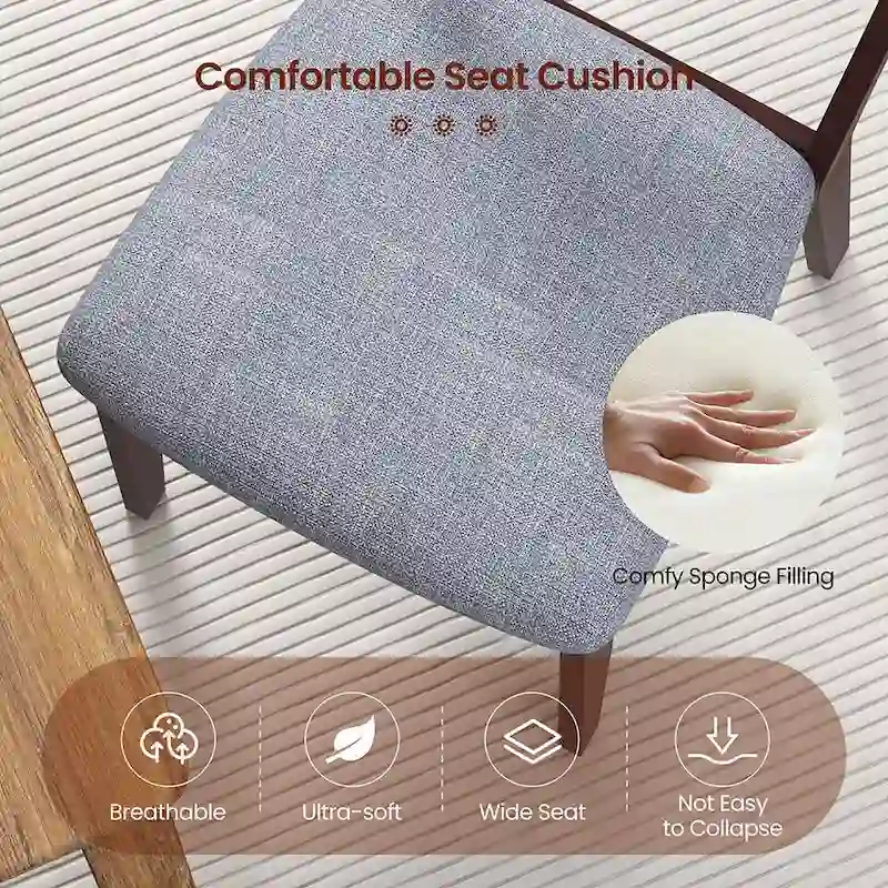 Gymax Upholstered Dining Chair Set of 4 Armless Cushioned Seat Hollow