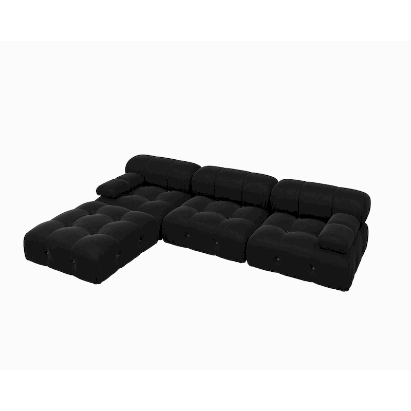 Black Modular Sectional Sofa Velvet Upholstered Sofa