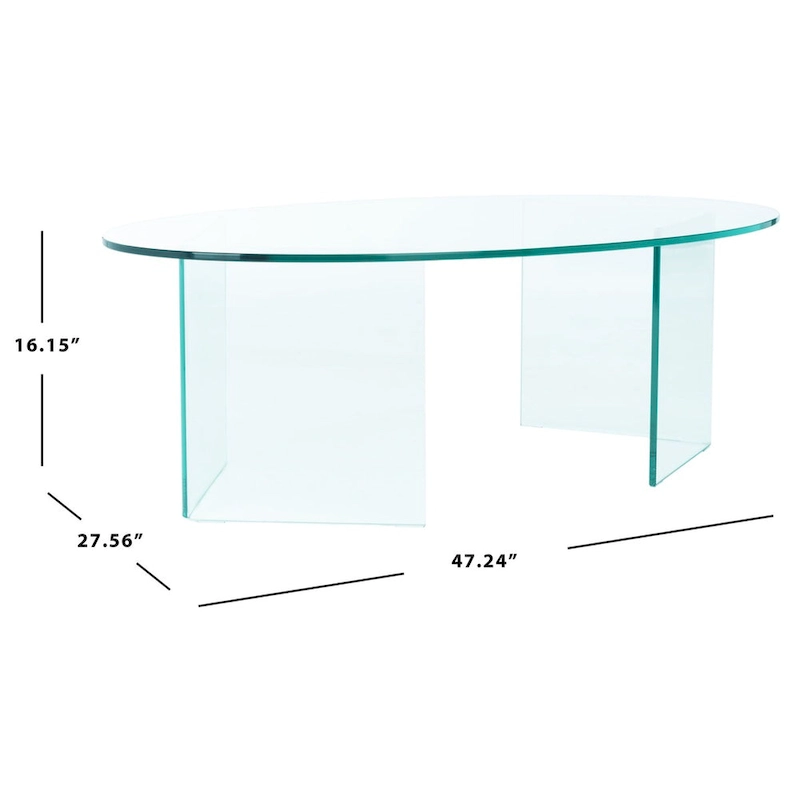 SAFAVIEH Beda Tempered Glass Coffee Table - 47 W x 28 D x 16 H - 47Wx28Dx16H