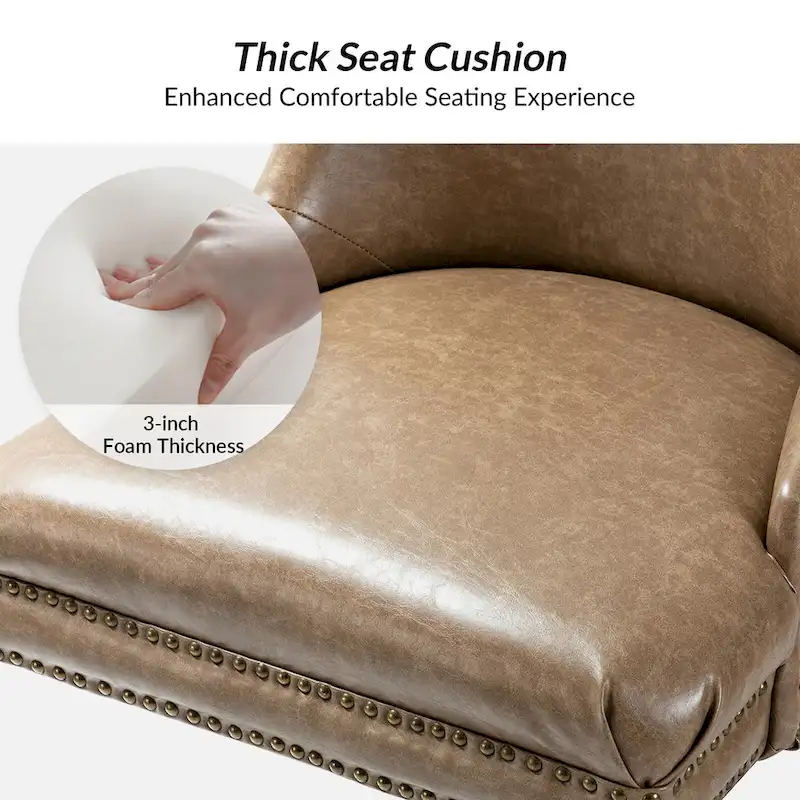 Faux Leather Swivel Office Chair - Mid-Back with Nailhead Trim - 250 lbs Capacity