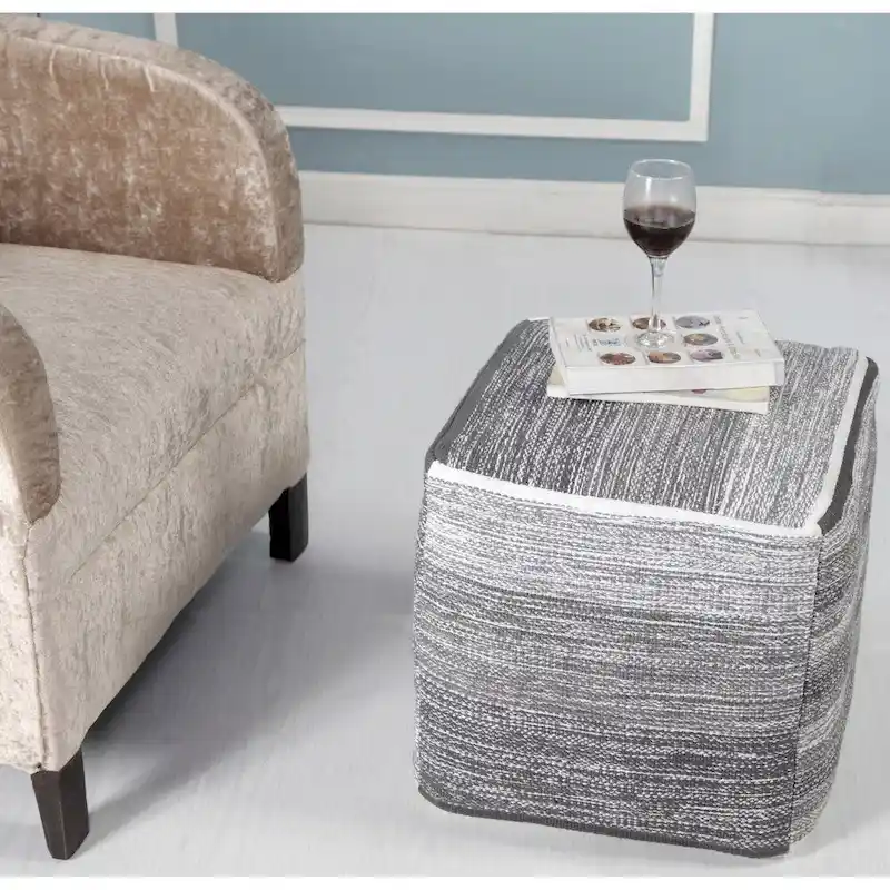 Sevita Distressed Gradation Grey Pouf Ottoman