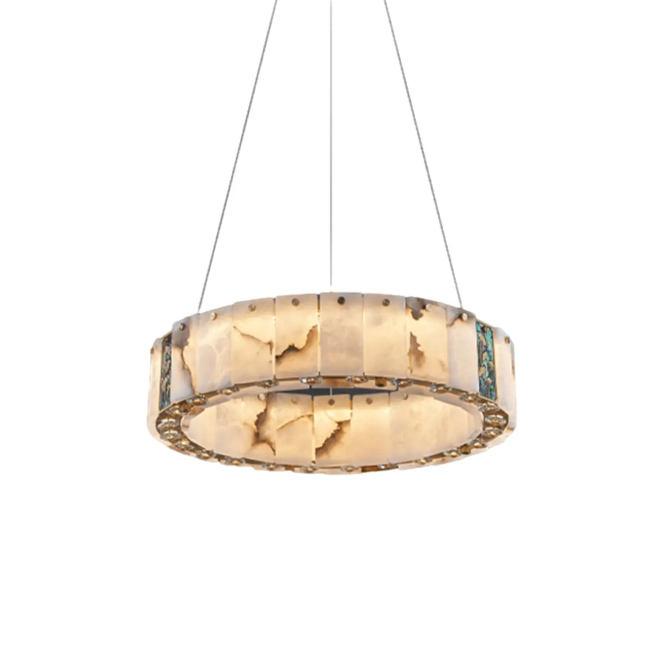 Agate Gold Circular Onyx Modern Ring Chandelier Light
