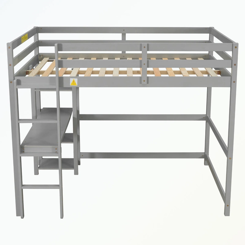 Full Loft Bed with Desk and Shelves