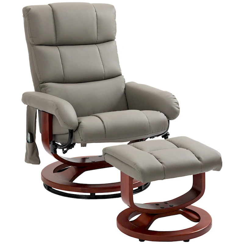 HOMCOM Recliner Chair with Ottoman, Electric Faux Leather Recliner