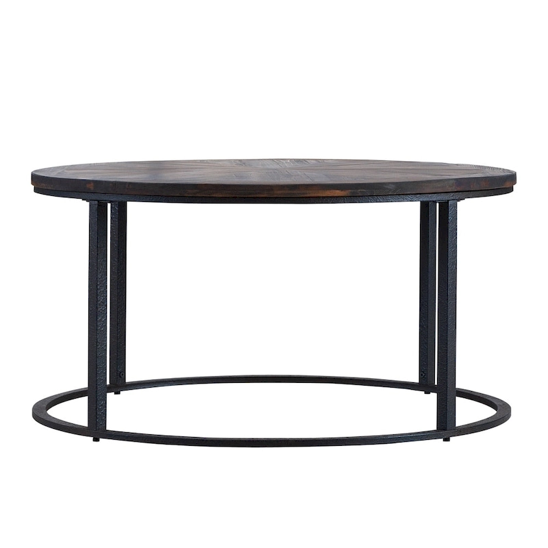 SEI Furniture Darren Modern Rustic Farmhouse Reclaimed Wood Round Coffee Table