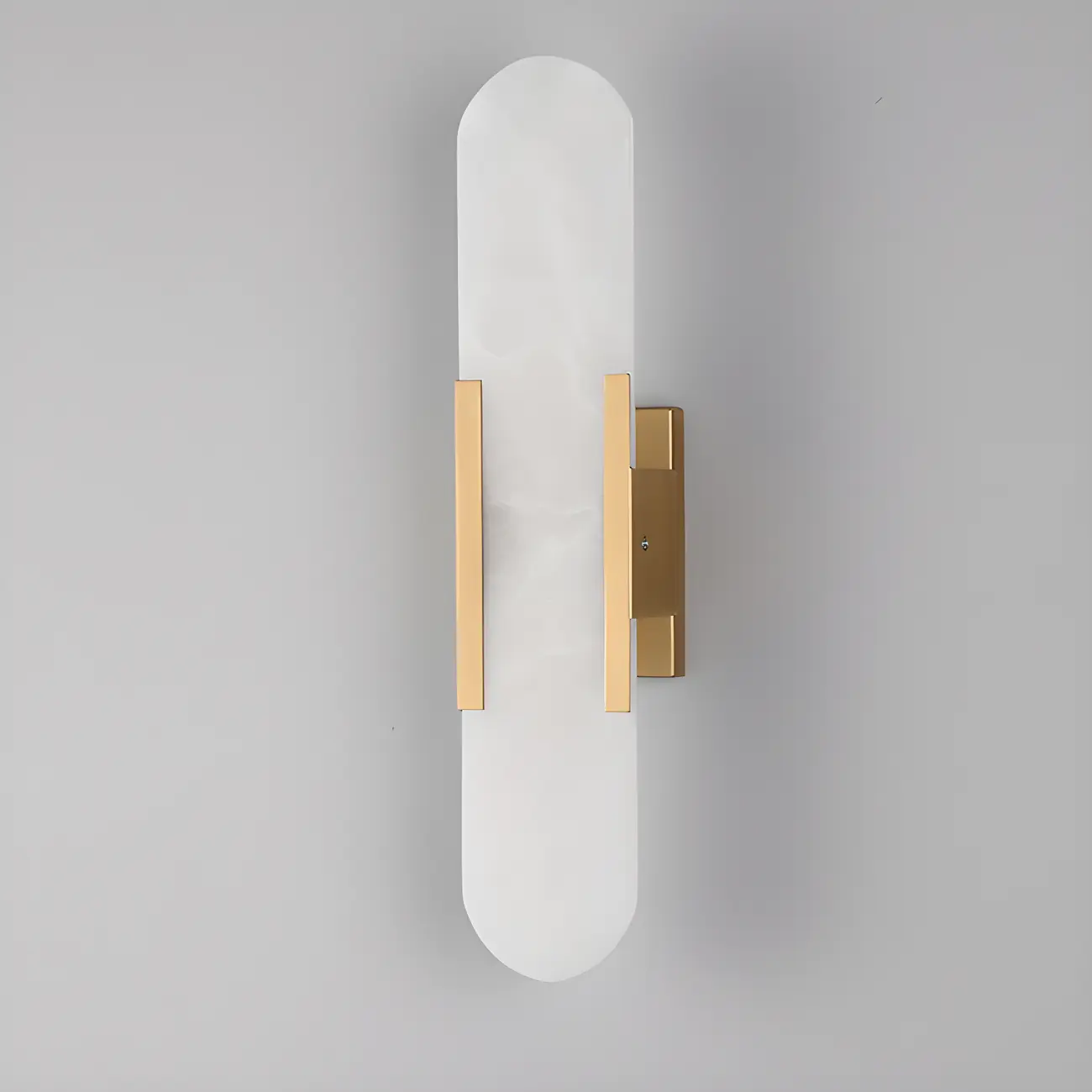 Modern Brass Oval Wall Light with Stone Chalk Shade