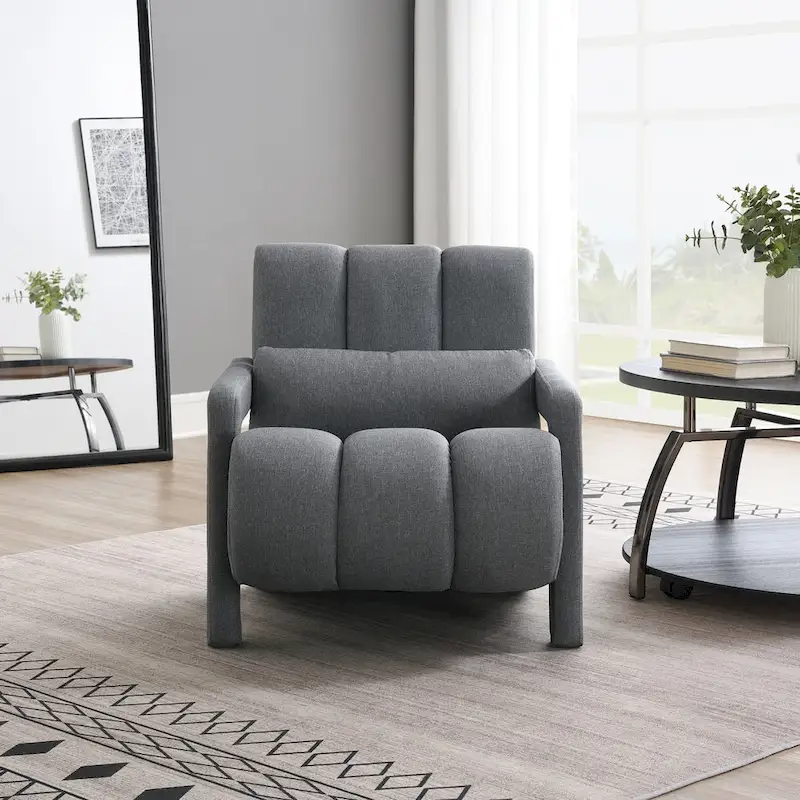 Modern Linen Upholstered Accent Chair with 1 Pillow, Set of 1