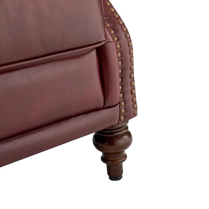 Alex Classic Wingback Leather Armchair with Nailhead Trim Set of 2 by HULALA HOME