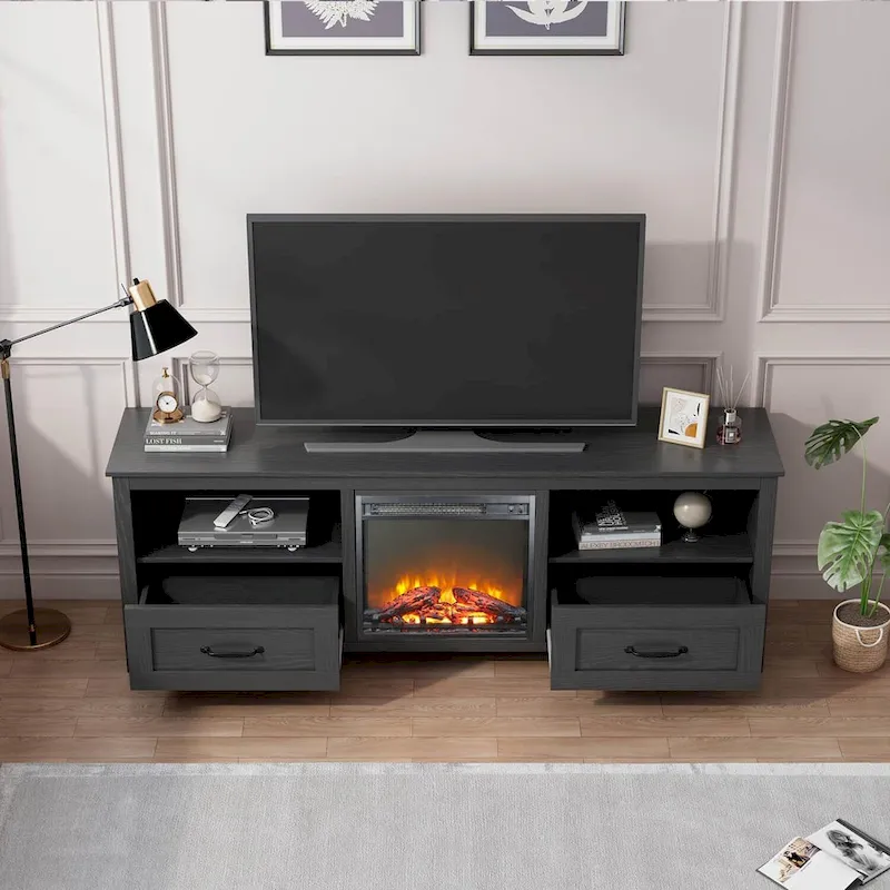 WESOME 70 Fireplace TV Stand Entertainment Center with 18 Electric Fireplace
