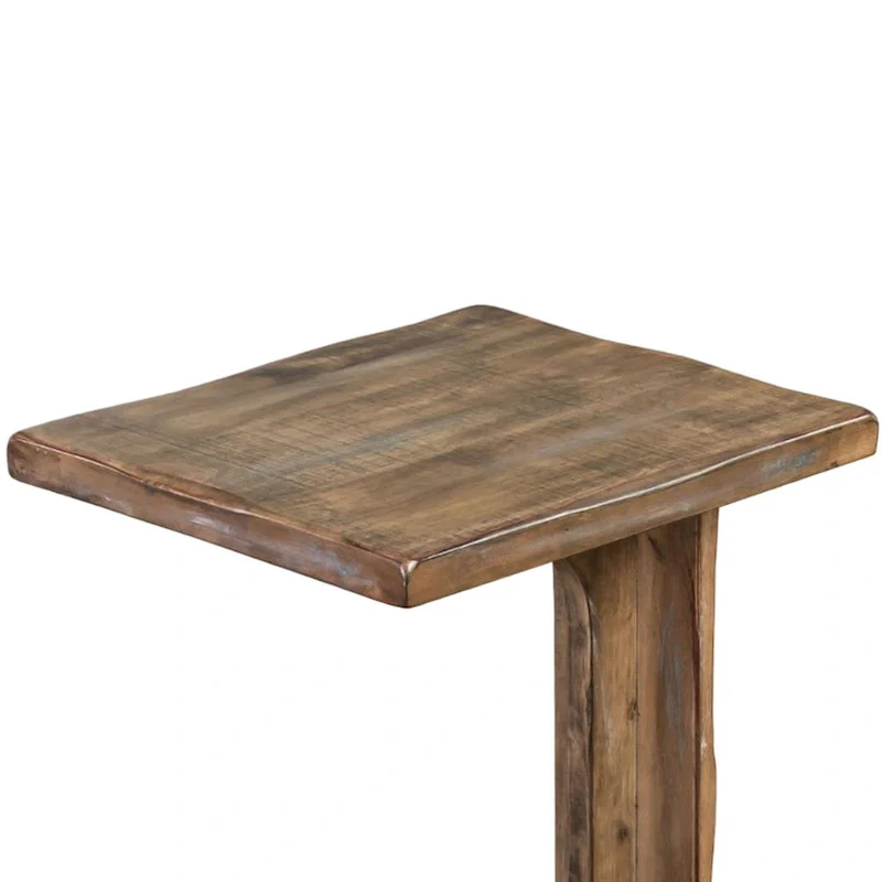 Dazy Sofa Side C Table, 15x12.5 Rustic Light Brown Mahogany Wood
