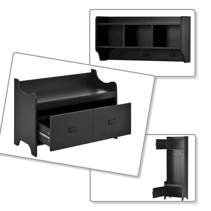 Multi-Functional Freestanding Wooden 4-in-1 Modular Hall Tree