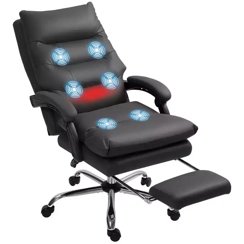 Vinsetto Vibration Massage Office Chair, Recining Back, Footrest, Microfibre Comfy Computer Chair