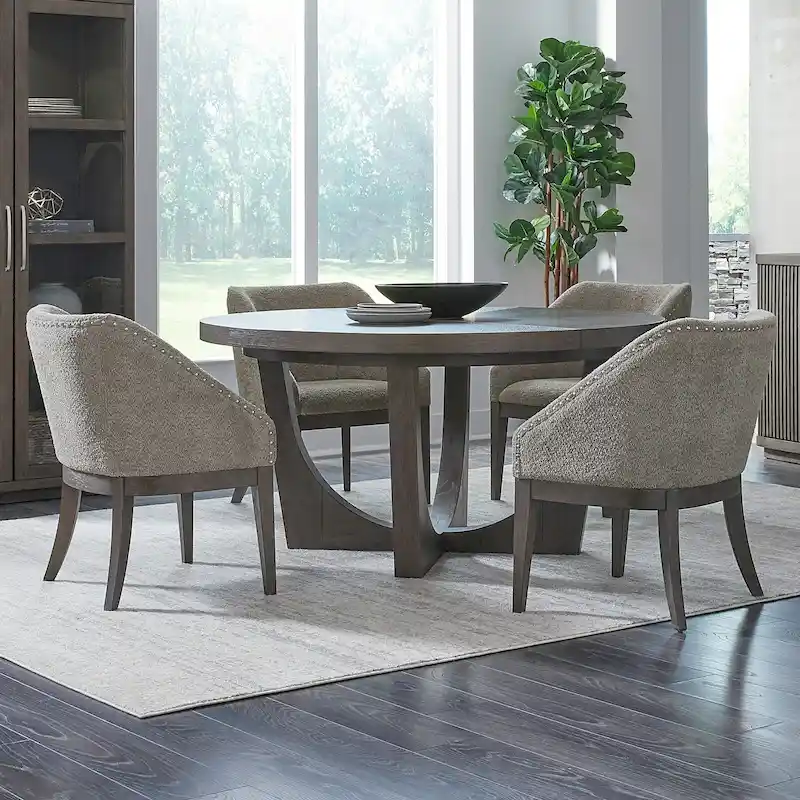 Cascade Falls Satin Espresso 5 Piece Pedestal Table Set with Chairs