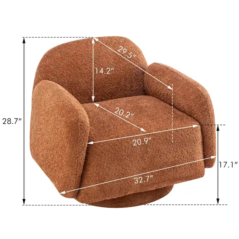 Boucle Upholstered Swivel Accent Barrel Chair with Armrest, Set of 1