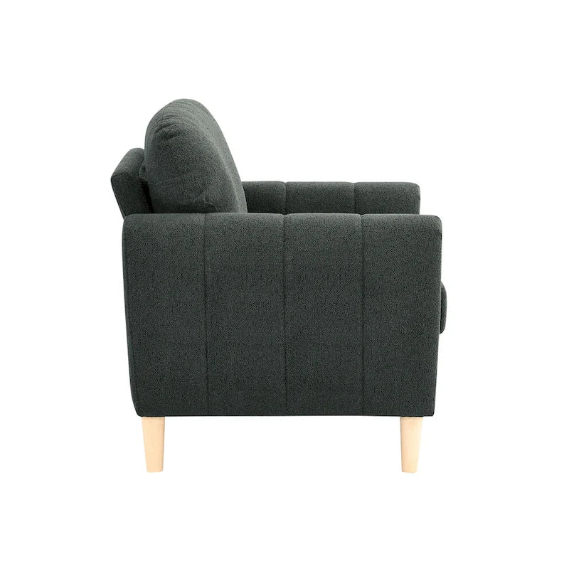 Channel Tufted Fabric Arm Chair – Brown / Charcoal, Single