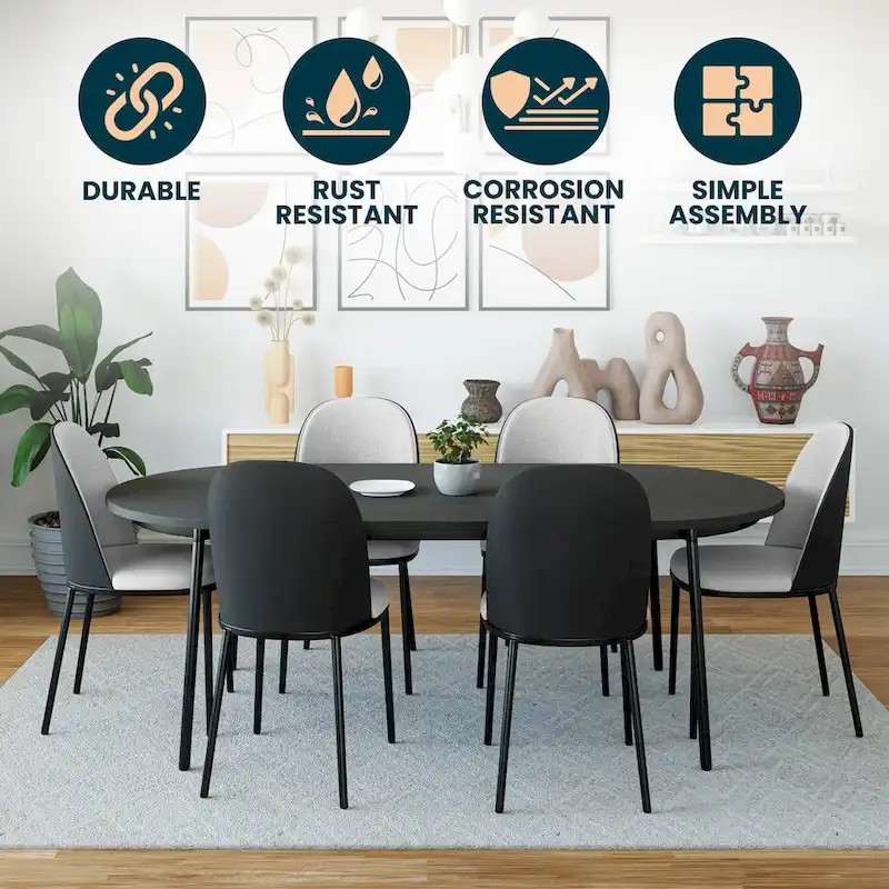 Dining Chair with Upholstered Seat Side Chair with MDF Wood Frame in Steel Set of 4