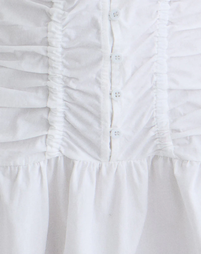 Silesa Ruched Mini Dress in White