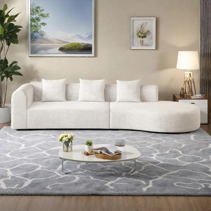 123.23 Corduroy Extra-Deep Modular Cloud Sofa with 30D High-Density Foam & Spring Support,and 4-Seater Sectional