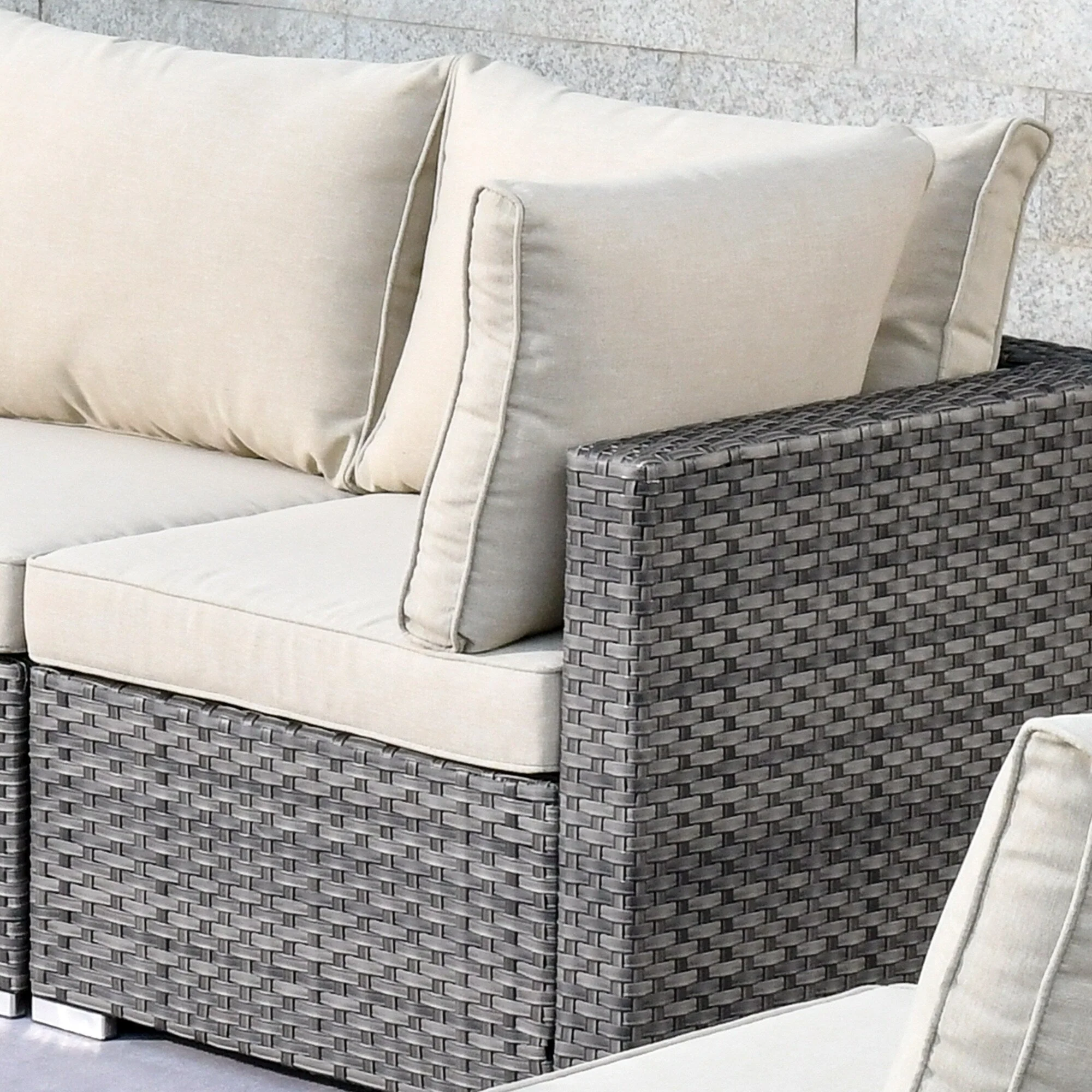 OVIOS Deep Seat Wicker 11-piece Sectional Set Swivel Chairs Fire Pit