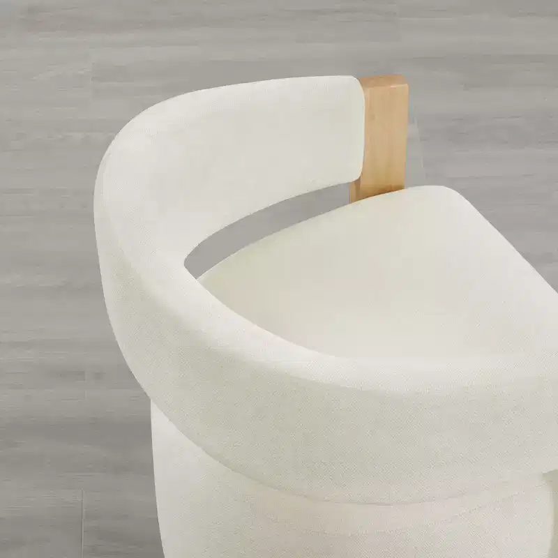 Spruce&Spring Upholstered Dining Chair with Wood Armrests & Hidden Wheels
