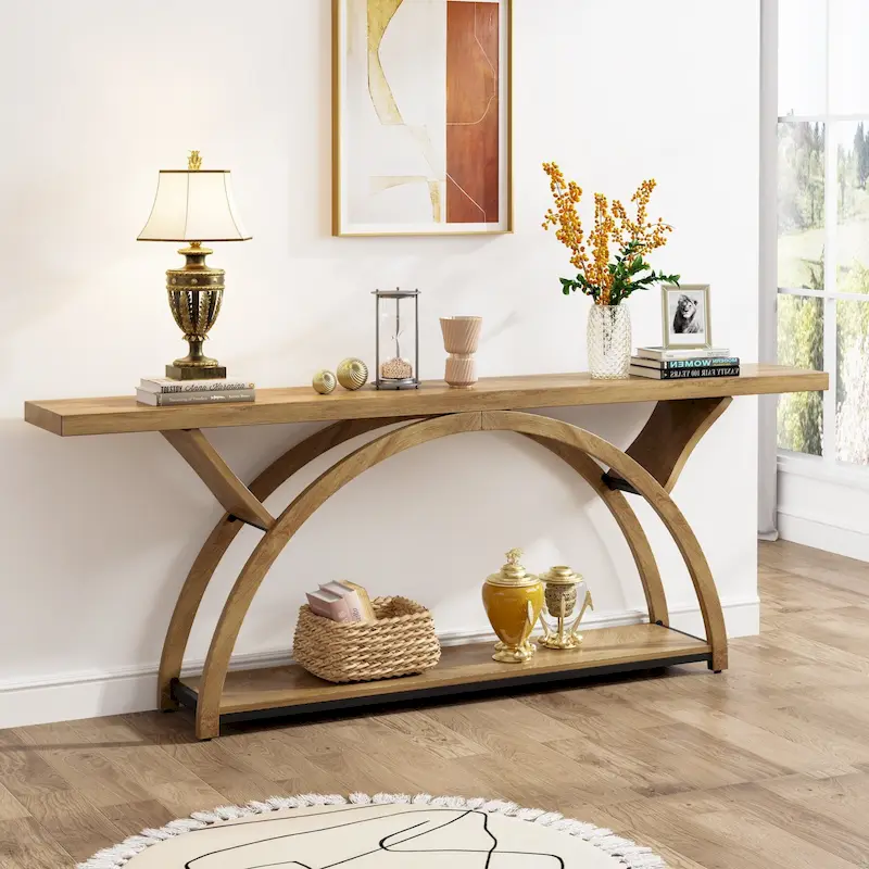 Narrow Long Console Table Sofa Table with Half Moon Frame