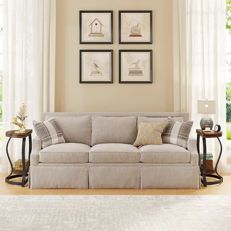 Half-Round End Table, 2-tier Wooden Half Moon Side Table Small Semi Circle Accent Table