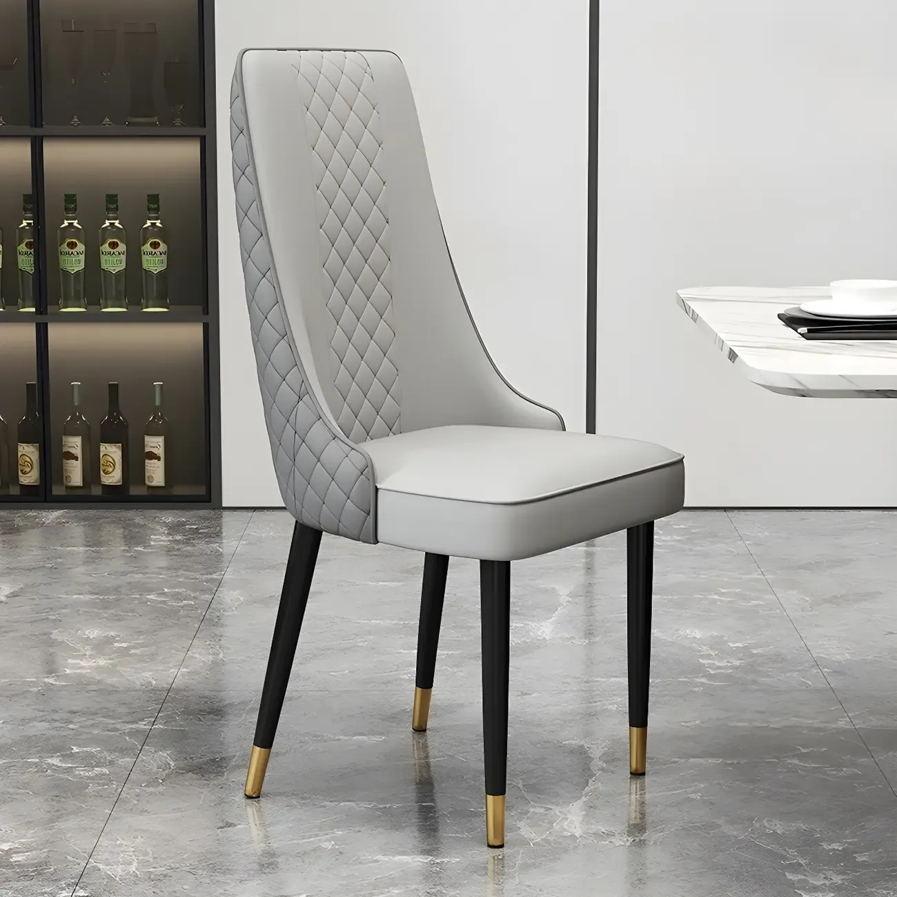 Modern Leather Full Back Upholstered Dining Chair
