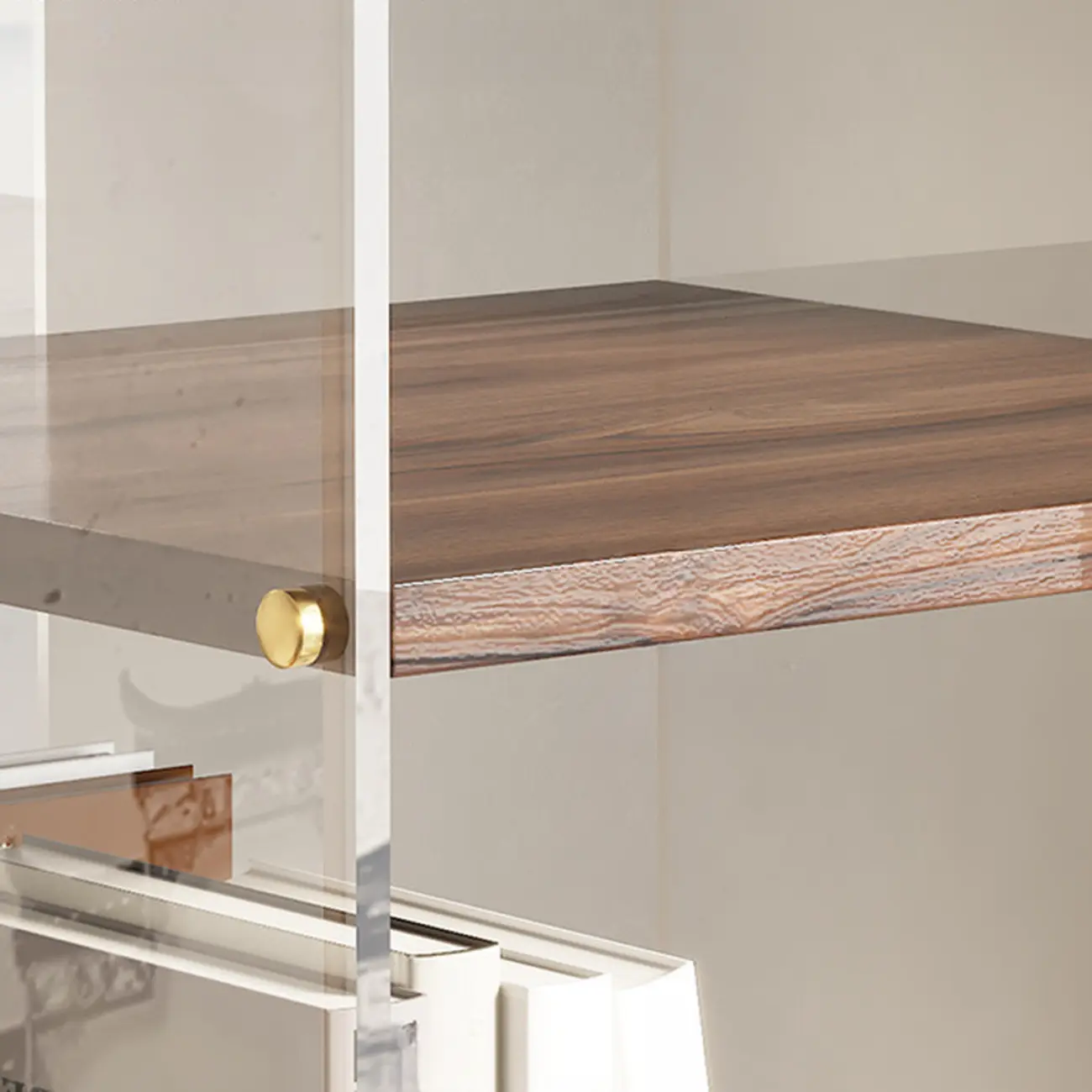 Art Deco Square Timber Shelf Glass Panel Swivel Chest