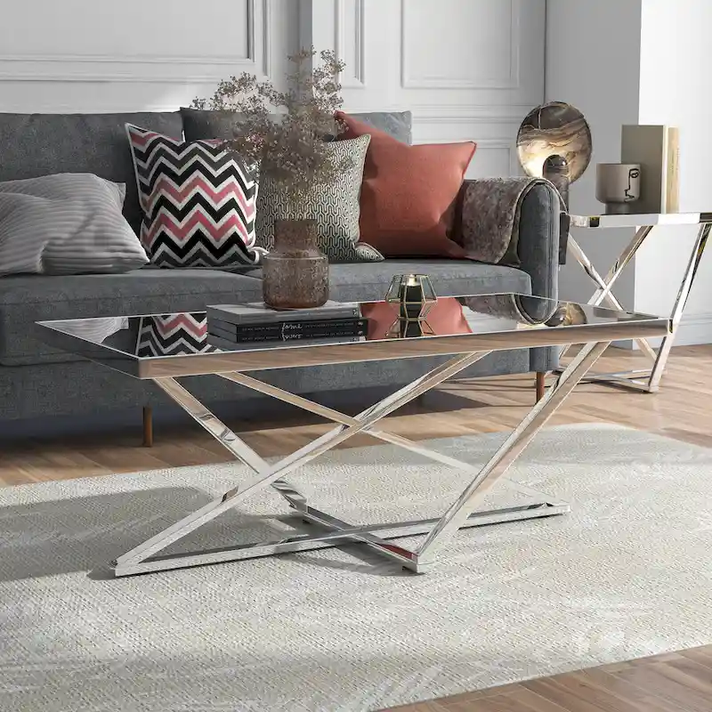 Marchat Glam Chrome 47-inch Mirror Top Coffee Table by Furniture of America