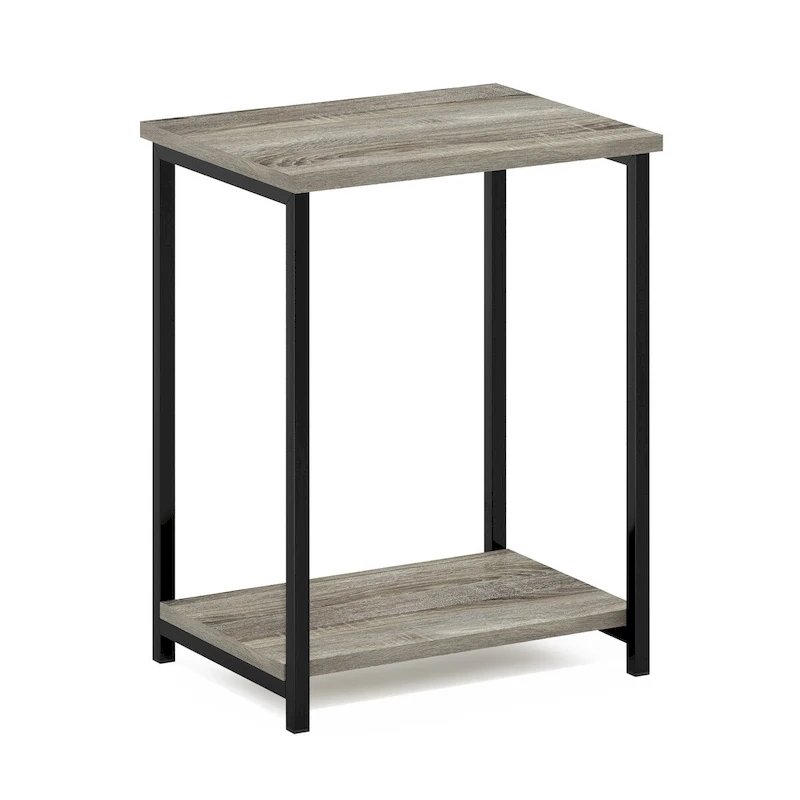 Furinno Simplistic Industrial Metal Frame End Table, 1-Pack, Espresso