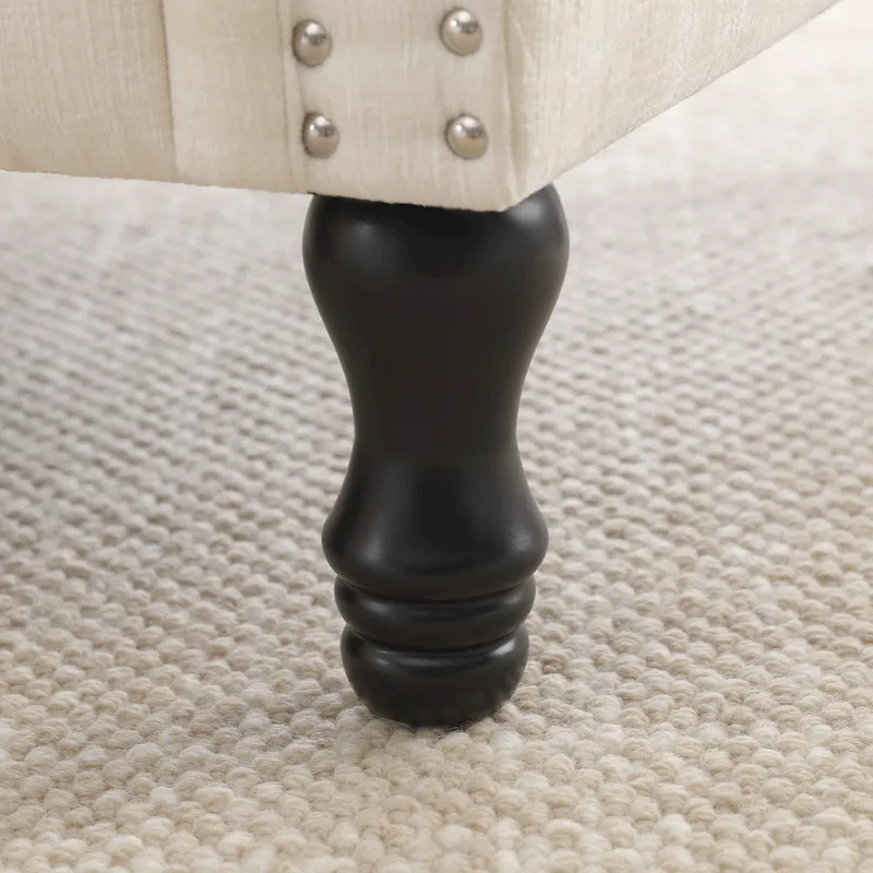 Modern Upholstered Armchair Nailhead Trim Accent Chair with Wood Legs