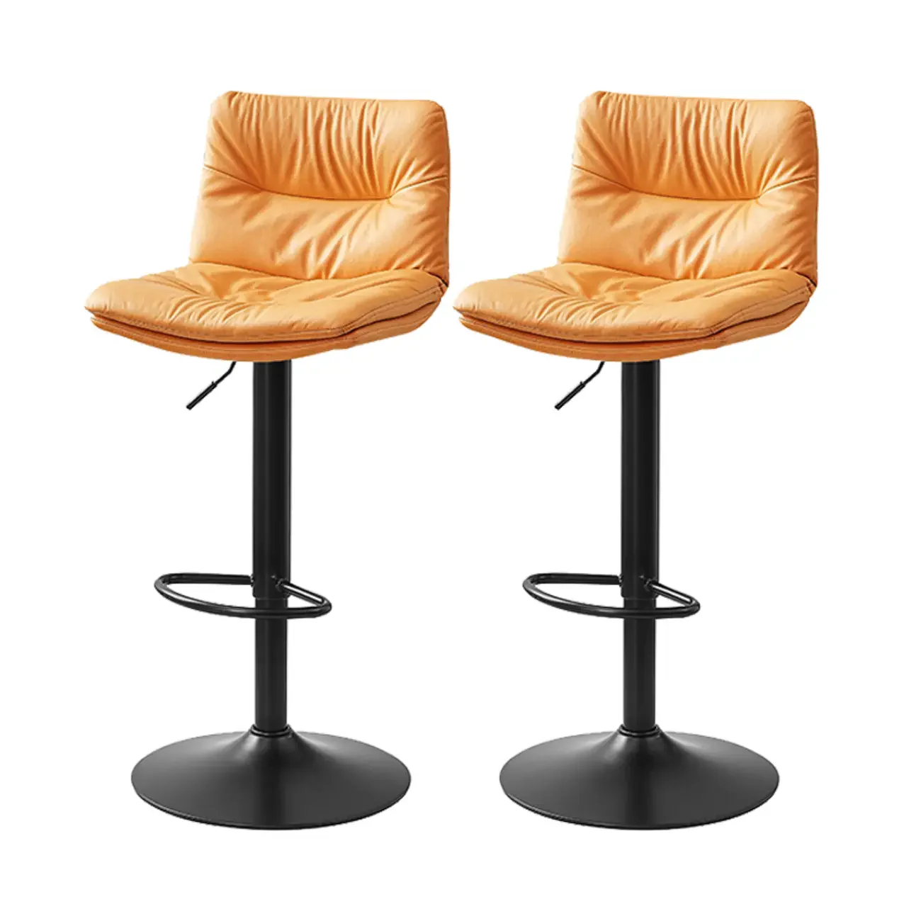 Modern Leather Saddle Swivel Adjustable Bar Stool