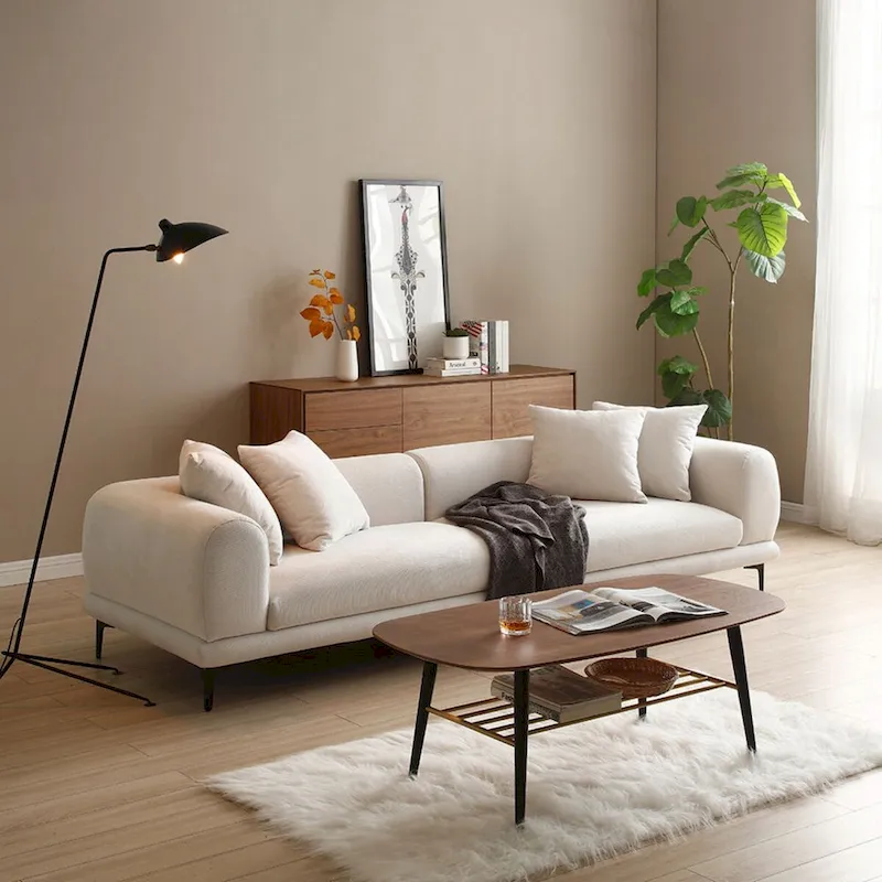 108.3in Upholstered Blue White 4-Seater Modern Fabric Sofa Couch