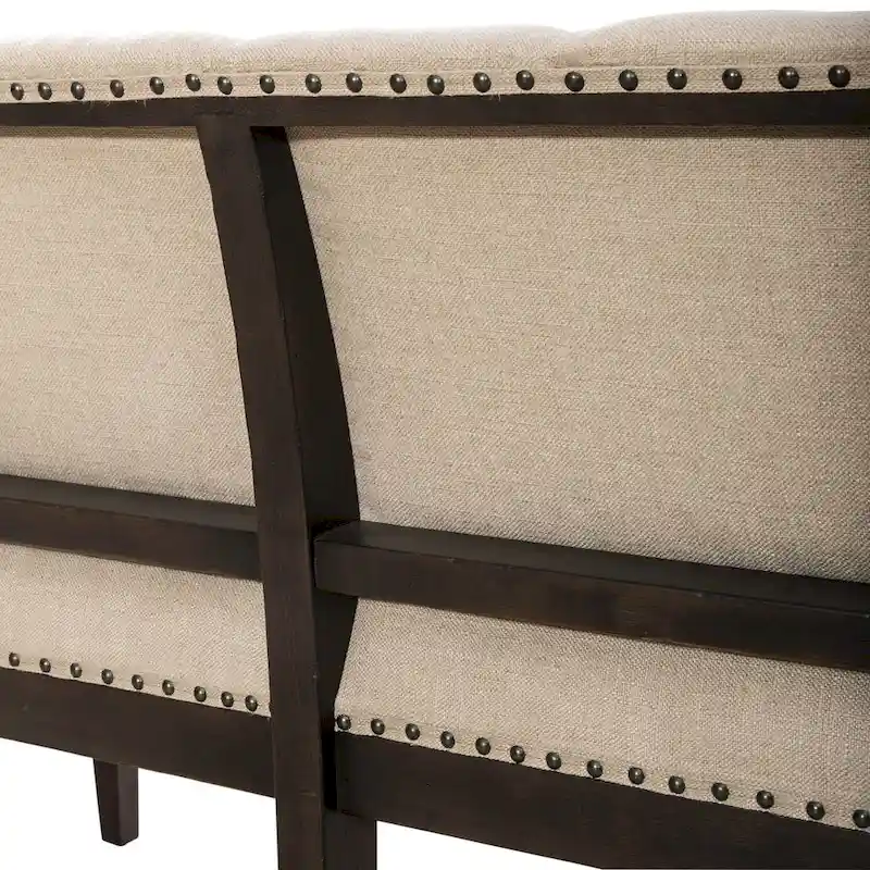 Americana Farmhouse Black Upholstered Shelter Dining Bench