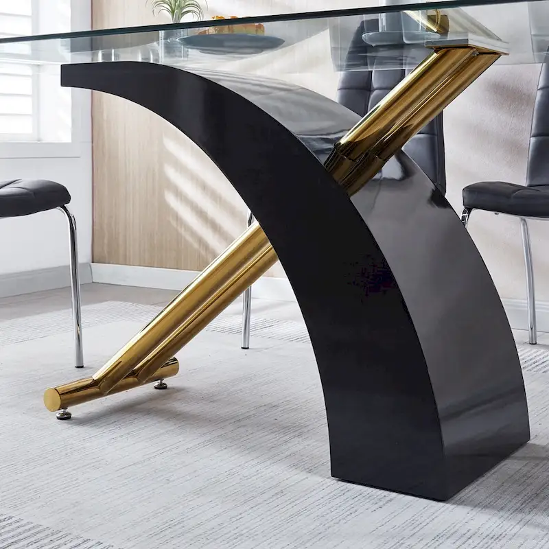 Rectangular Glass Top Dining Table