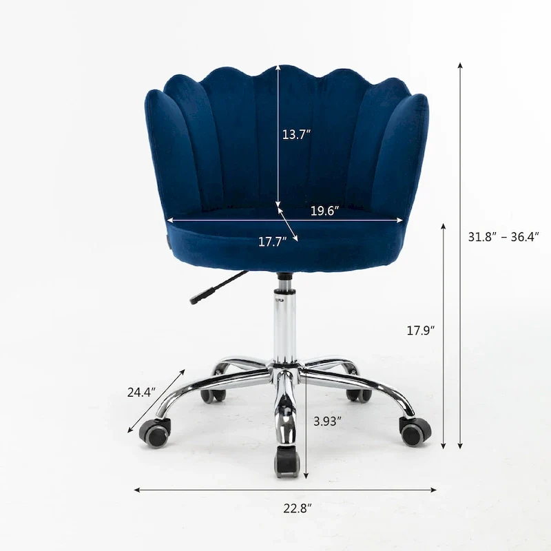 Velvet Upholstered Adjustable Height Swivel Home Office Chair